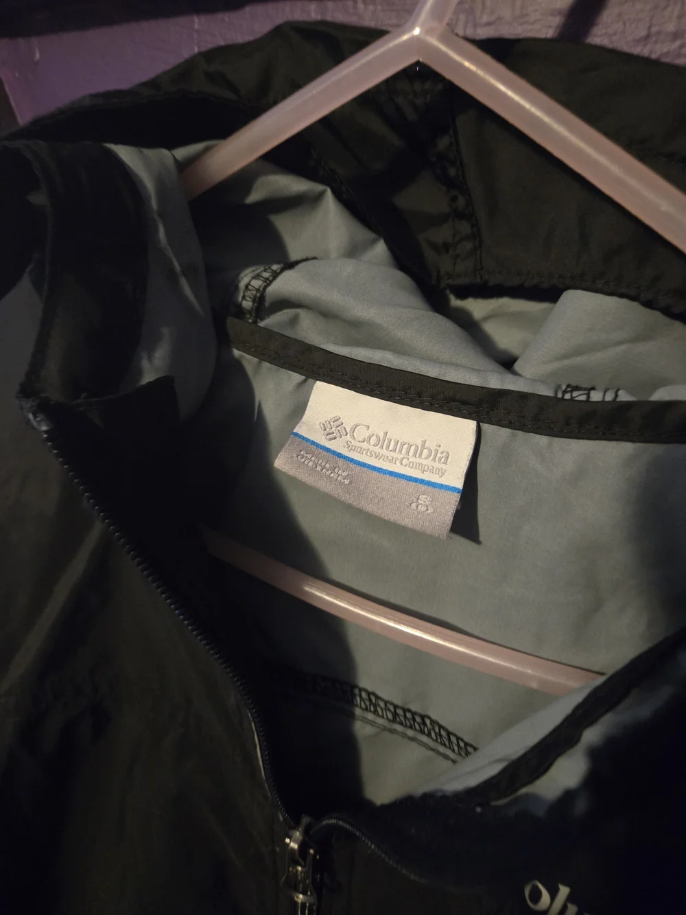 Columbia Black Hooded Kids Rain Jacket/windbreaker